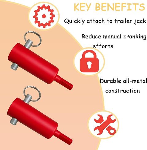 (2-Pack) EZ-Crank Trailer Jack Drill Adapter, Heavy Duty Solid Steel for 1" Handle Studs, 10X Faster Power Drill Crank Tool for 1/2" & 3/8" Drills on Timpte, Dump, Flatbed & Livestock Trailers in Saudi Arabia