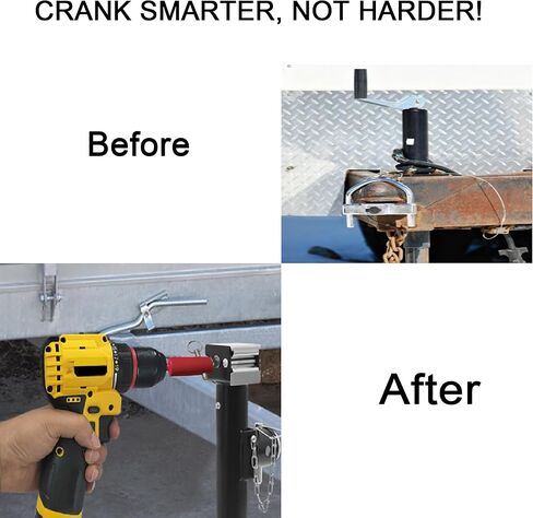 (2-Pack) EZ-Crank Trailer Jack Drill Adapter, Heavy Duty Solid Steel for 1" Handle Studs, 10X Faster Power Drill Crank Tool for 1/2" & 3/8" Drills on Timpte, Dump, Flatbed & Livestock Trailers in Saudi Arabia