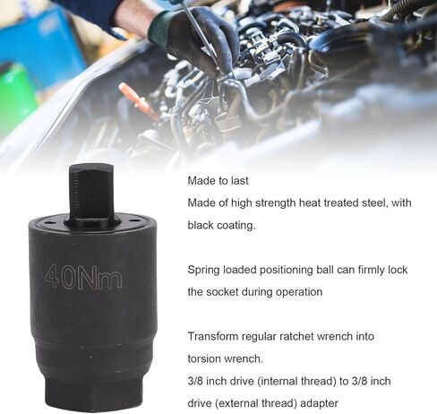 POCREATION Torques Limited Wrench Adapter, Steel Construction 3/8 Inch Drive Socket for Automotive Repairs and Projects (40Nm) in Saudi Arabia