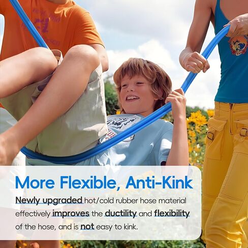 SPECILITE Hot/Cold Garden Water Hose 50 ftx 5/8 in, -50℉ To 190℉, Heavy Duty, Flexible, Burst 605 Psi, Lightweigh, Upgraded Rubber Pipe with 3/4" Brass Fittings For Backyard, Outdoor, Farm, Blue in Kuwait