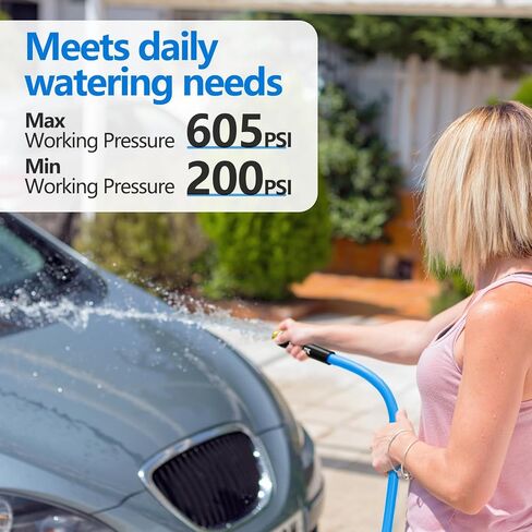 SPECILITE Hot/Cold Garden Water Hose 50 ftx 5/8 in, -50℉ To 190℉, Heavy Duty, Flexible, Burst 605 Psi, Lightweigh, Upgraded Rubber Pipe with 3/4" Brass Fittings For Backyard, Outdoor, Farm, Blue in Kuwait