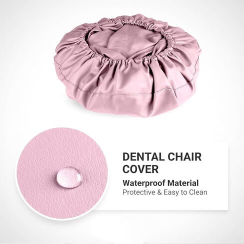 مجموعة أغطية كراسي الأسنان مكونة من 4 قطع - جلد بولي يوريثان بالكامل، حافظة واقية مقاومة للماء ومرنة لمعدات طبيب الأسنان (متوسط ​​الحجم، وردي) in Kuwait