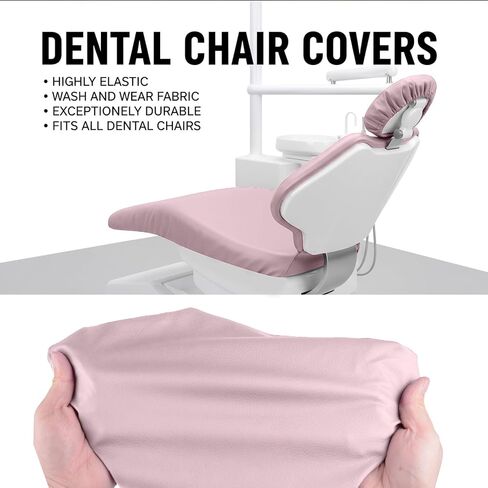 مجموعة أغطية كراسي الأسنان مكونة من 4 قطع - جلد بولي يوريثان بالكامل، حافظة واقية مقاومة للماء ومرنة لمعدات طبيب الأسنان (متوسط ​​الحجم، وردي) in Kuwait