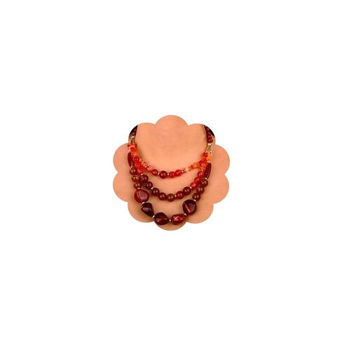 Wiwpar 2PCS Fashion 3 Layer Handmade Statement Chunky Simulated Pearl Beaded Necklace Set with Earrings Multi Layer Collar Bib Choker Necklace for Women Girls in Saudi Arabia