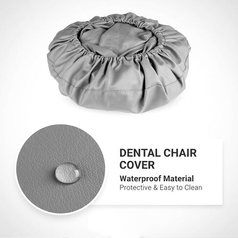 طقم أغطية كراسي الأسنان مكون من 4 قطع - جلد بولي يوريثان بالكامل، حافظة واقية مقاومة للماء ومرنة لمعدات طبيب الأسنان (متوسط ​​الحجم، رمادي) in Kuwait