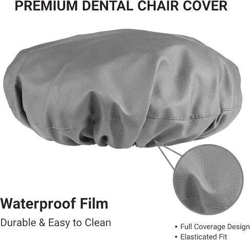 طقم أغطية كراسي الأسنان مكون من 4 قطع - جلد بولي يوريثان بالكامل، حافظة واقية مقاومة للماء ومرنة لمعدات طبيب الأسنان (متوسط ​​الحجم، رمادي) in Kuwait