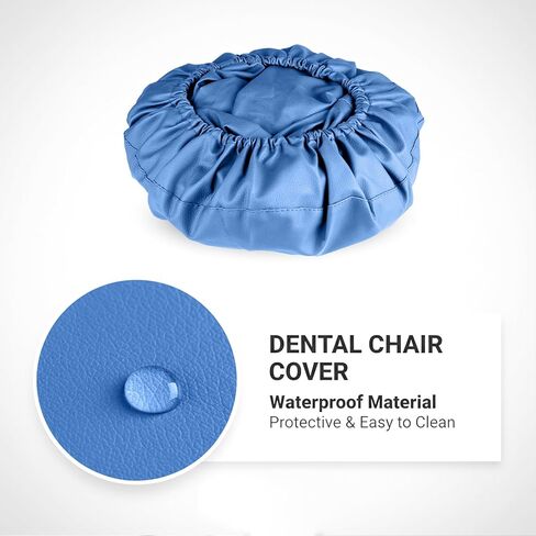 طقم أغطية كراسي الأسنان مكون من 4 قطع - جلد بولي يوريثان بالكامل، حافظة واقية مقاومة للماء ومرنة لمعدات طبيب الأسنان (متوسط ​​الحجم، أزرق ليك) in Kuwait