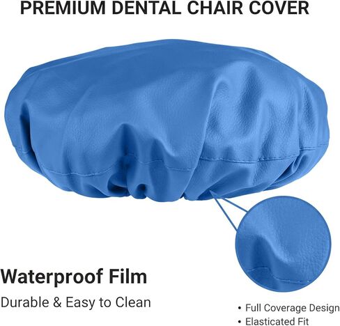 طقم أغطية كراسي الأسنان مكون من 4 قطع - جلد بولي يوريثان بالكامل، حافظة واقية مقاومة للماء ومرنة لمعدات طبيب الأسنان (متوسط ​​الحجم، أزرق ليك) in Kuwait