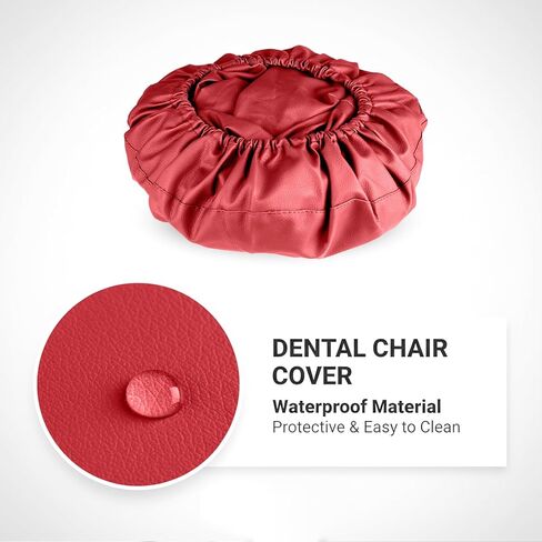 طقم أغطية كراسي الأسنان مكون من 4 قطع - جلد بولي يوريثان بالكامل، حافظة واقية مقاومة للماء ومرنة لمعدات طبيب الأسنان (متوسط ​​الحجم، أحمر) in Kuwait