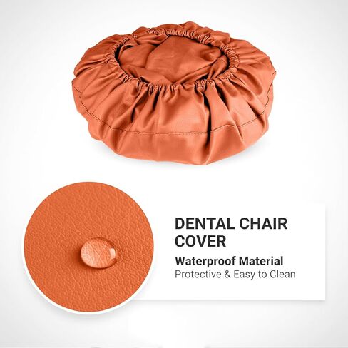 طقم أغطية كراسي الأسنان مكون من 4 قطع - جلد بولي يوريثان بالكامل، حافظة واقية مقاومة للماء ومرنة لمعدات طبيب الأسنان (متوسط ​​الحجم، برتقالي) in Kuwait