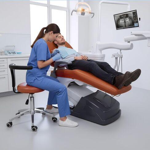 طقم أغطية كراسي الأسنان مكون من 4 قطع - جلد بولي يوريثان بالكامل، حافظة واقية مقاومة للماء ومرنة لمعدات طبيب الأسنان (متوسط ​​الحجم، برتقالي) in Kuwait