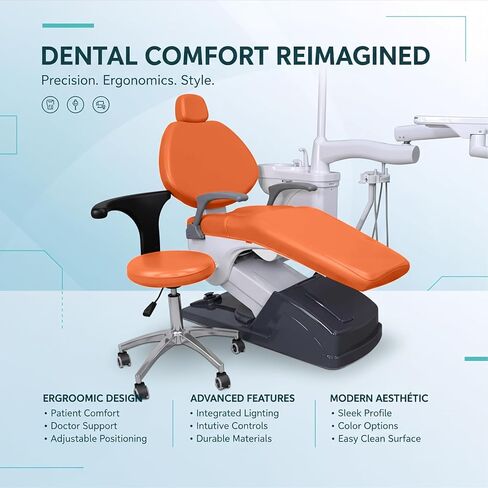 طقم أغطية كراسي الأسنان مكون من 4 قطع - جلد بولي يوريثان بالكامل، حافظة واقية مقاومة للماء ومرنة لمعدات طبيب الأسنان (متوسط ​​الحجم، برتقالي) in Kuwait