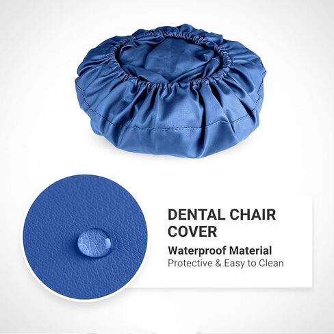 طقم أغطية كراسي الأسنان مكون من 4 قطع - جلد بولي يوريثان بالكامل، حافظة واقية مقاومة للماء ومرنة لمعدات طبيب الأسنان (متوسط ​​الحجم، أزرق داكن) in Kuwait