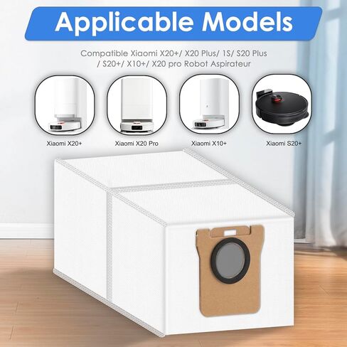 (12 Pack) L20 Ultra Replacement Dust Bags for Dreame X50 Ultra Complete/ X40/ L20 Ultra/ L50 Pro Ultra/ L10s Pro/ L10/ L10s/ L20, Xiaomi X10+/ X20+/ X20 Pro/ X20 Max Robot Vacuum, Vacuum Bags in Kuwait