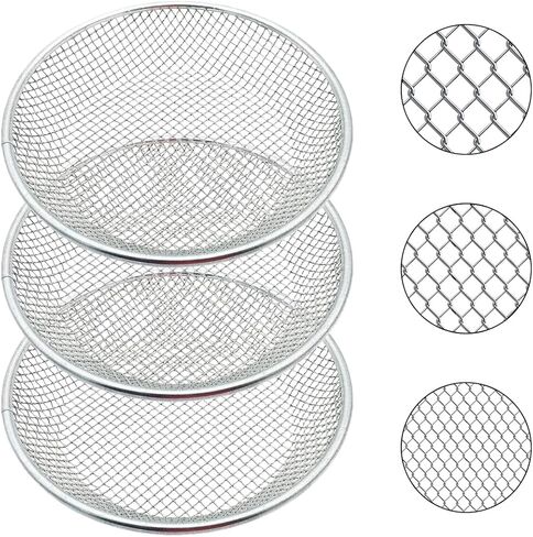 3 Pcs Metal Soil Sifter for 5 Gallon Bucket, 4/6/8 mm Compost Sifter Set, Heavy Duty Soil Sieve for Gardening, Soil Sieve for Dirt Sand Rocks Compost Gravel Sawdust (1/4, 3/8, 1/8 Inch Mesh) in Saudi Arabia