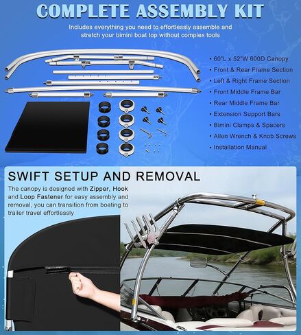 يتم تركيب الجزء العلوي من قارب Bimini العالمي على برج Wakeboard، بما في ذلك القماش العلوي Bimini 600D والإطار والمشابك - مظلة قارب عالمية لمعظم أبراج ويك الأنبوبية مقاس 2-2.5 بوصة على قوارب Bass، وJon Boats، والطوافات والمزيد in Saudi Arabia