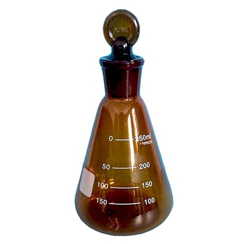 CSE-0250 دورق مخروطي زجاجي سعة 250 مل بني كهرماني مع سدادة دورق مخروطي in Kuwait