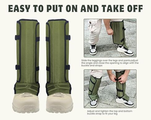 Snake Gaiters for Men Hiking Boots Adjustable Anti-Snake Leg Guards Waterproof Trail Gaiters Hunting Outdoor Protection in Saudi Arabia