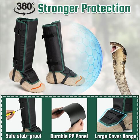 واقيات ساق الثعبان، واقيات مقاومة للثعبان للمشي لمسافات طويلة للرجال والنساء أسفل الساقين، ترقية واقية لدغة الثعبان قابلة للتعديل للصيد والمشي لمسافات طويلة والعمل في المزرعة in Kuwait