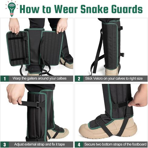 واقيات ساق الثعبان، واقيات مقاومة للثعبان للمشي لمسافات طويلة للرجال والنساء أسفل الساقين، ترقية واقية لدغة الثعبان قابلة للتعديل للصيد والمشي لمسافات طويلة والعمل في المزرعة in Kuwait