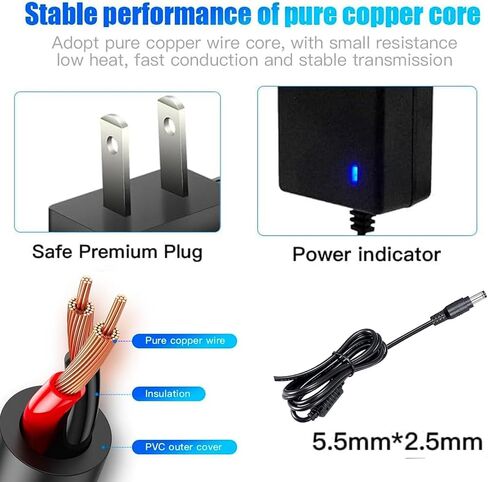 سلك طاقة محول طاقة الطبل الإلكتروني DC9V2A، لشبكة Alesis Nitro Max Nitro Pro Mesh DM10 ومجموعة Debut Kit وحدات الطبل الإلكترونية جزء استبدال سلك الطاقة in Kuwait