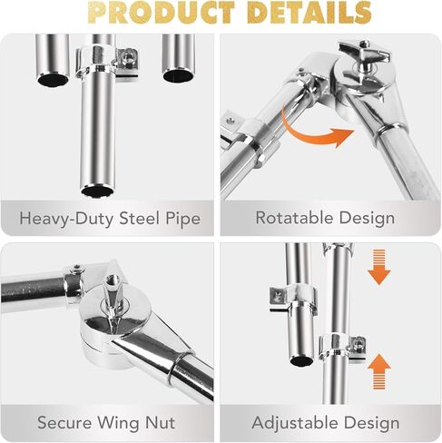 Drum Key & Tom Drum Brackets Set, 3 Standard Square Lug Drum Tuning Keys + 1 Fast Rotary Tuning Key + 2 Adjustable Tom Stand Mount Holder Percussion Clamp, Hardware Parts Drum Accessories Tool in Kuwait