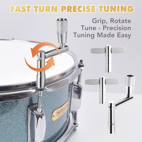 Drum Key & Tom Drum Brackets Set, 3 Standard Square Lug Drum Tuning Keys + 1 Fast Rotary Tuning Key + 2 Adjustable Tom Stand Mount Holder Percussion Clamp, Hardware Parts Drum Accessories Tool in Kuwait