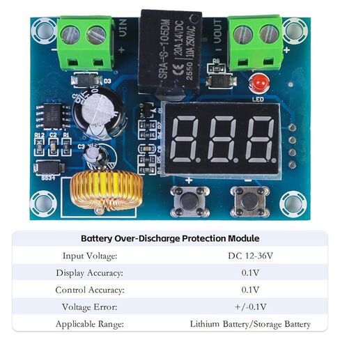 قطعتان من وحدة قطع الجهد المنخفض، وحدة حماية الجهد الرقمي DC 12V-36V، XH-M609 قطع الجهد المنخفض فوق حامي التفريغ لبطارية الليثيوم وبطارية التخزين in Kuwait