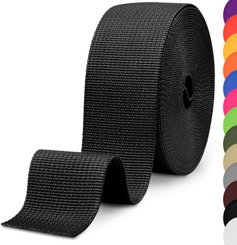 CooBigo 12 Yards Webbing 1" & 1.5" & 2" Polypropylene Webbing Strap 1 Inch 1.5 Inch 2 Inch Wide Webbing Strapping for Bags/Lawn Chair/Pool Solar Cover DIY Crafting in Kuwait