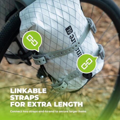 2-Pack TPU 18" Tie-Down Utility Straps with 8-Figure Design Heavy-Duty 220 lb Load, Adjustable for Bike, Moto, Skis & Outdoor Gear No Scratch, Temperature Resistant, Rock ash in Saudi Arabia