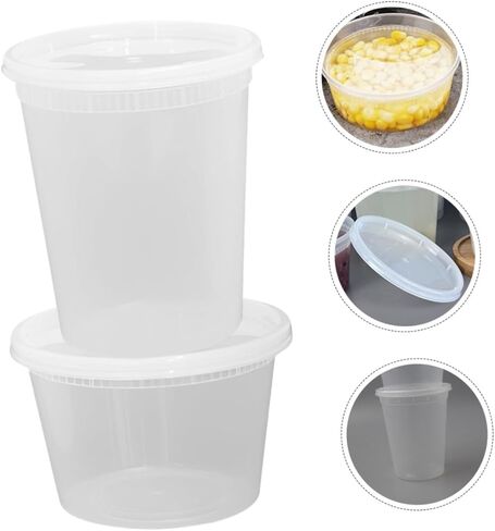 jojofuny 50pcs Disposable Soup Bowls with Lids, 16oz 32oz Portion Cups, High and Low Temperature Resistant Takeout Food Containers for Catering and Meal Prep in Saudi Arabia