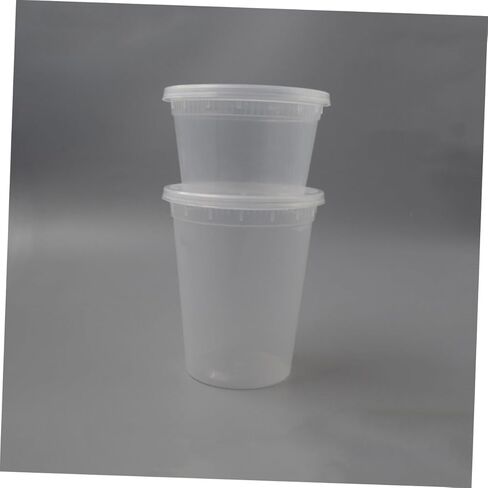 jojofuny 50pcs Disposable Soup Bowls with Lids, 16oz 32oz Portion Cups, High and Low Temperature Resistant Takeout Food Containers for Catering and Meal Prep in Saudi Arabia