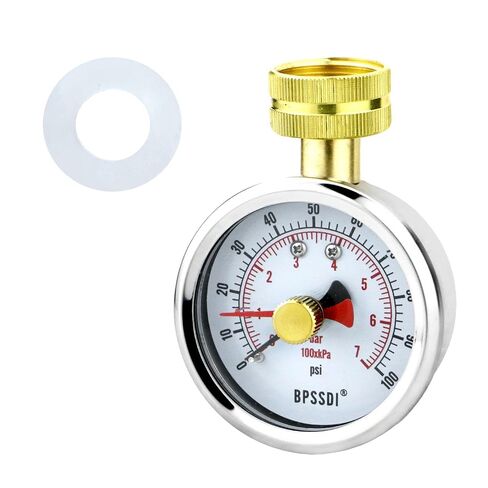 اختبار قياس ضغط المياه 0-200 رطل لكل بوصة مربعة بيد كسولة، خالي من الرصاص، حجم قرص 2.5 بوصة، خيط خرطوم متين 3/4 بوصة، علبة من الفولاذ المقاوم للصدأ 304، جهاز اختبار ضغط المياه المنزلي (أحادي 0-200 رطل لكل بوصة مربعة) in Kuwait