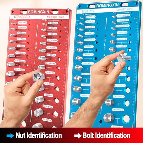 Upgrade Thread Checker, 78 Nut and Bolt Thread Checker with Magnetic Base, 28 Standard & 28 Metric & 22 Drill Bit Gauge, Wall-Mountable Bolt Thread Identifier Gauge for Quick Measurement in Kuwait