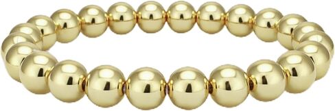 14K Gold Filled Stretchy Bead Bracelet 7mm, Tarnish Free Jewelry, Perfect Layering Bracelet, Gift Idea for Woman in Kuwait