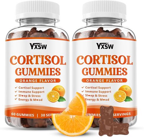 Cortisol Supplements Gummies for Women Sugar-Free Cortisol Gummies with Magnesium Glycinate Ashwagandha Rhodiola Rose Support Relaxation & Focus, Orange Flavor, 60 Count in Saudi Arabia