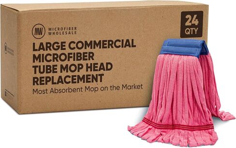 رأس ممسحة أنبوبية كبيرة الحجم من الألياف الدقيقة بالجملة (18 أونصة) | المماسح الصناعية التجارية | يمكن غسله في الغسالة | أحمر | لوازم ومنتجات التنظيف | كمية العلبة (24 عدد) in Kuwait