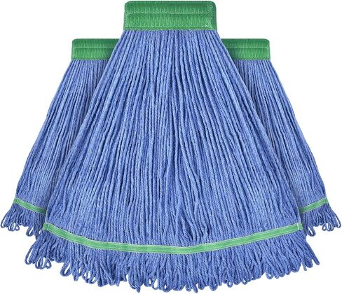 Onesimus 24 أوقية استبدال رأس الممسحة الثقيلة، 5 بوصة عقال لمقبض التغيير السريع، الأزرق حلقة نهاية القطن مزيج سلسلة الرطب الجاف ممسحة الأرضية إعادة ملء لوازم التنظيف التجارية، 3 حزمة كبيرة in Kuwait