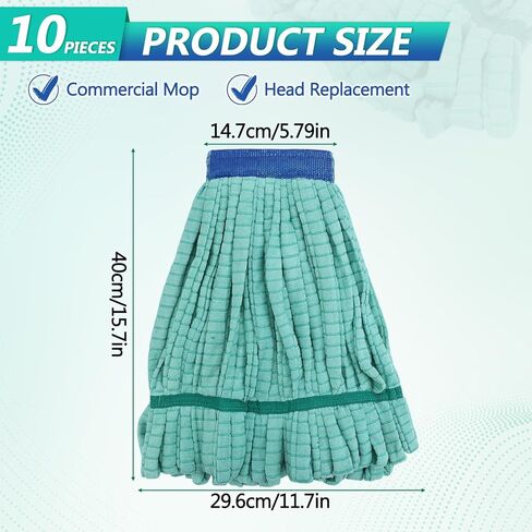 10 pcs Large Microfiber Tube Mop Heads,18 oz Heavy Duty Commercial Mop Head Replacement Reusable Machine Washable for Hardwood,Tile,Laminate Floors in Saudi Arabia