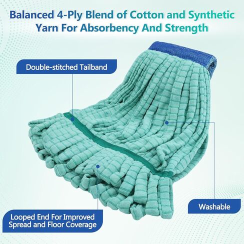 10 pcs Large Microfiber Tube Mop Heads,18 oz Heavy Duty Commercial Mop Head Replacement Reusable Machine Washable for Hardwood,Tile,Laminate Floors in Saudi Arabia