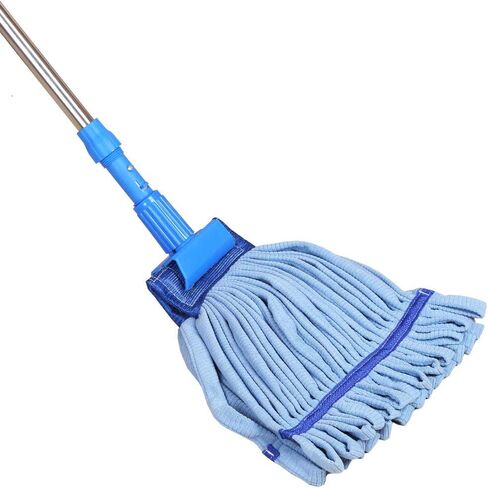 مجموعة أدوات تنظيف الأرضيات الممسحة الرطبة ذات القوة الصناعية | مجموعة ممسحة منزلية كبيرة سعة 24 أونصة مع مقبض تمديد من الفولاذ المقاوم للصدأ (أزرق) in Kuwait