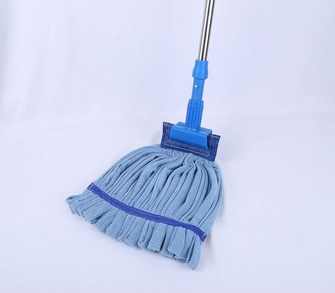 مجموعة أدوات تنظيف الأرضيات الممسحة الرطبة ذات القوة الصناعية | مجموعة ممسحة منزلية كبيرة سعة 24 أونصة مع مقبض تمديد من الفولاذ المقاوم للصدأ (أزرق) in Kuwait