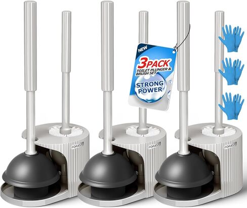 مجموعة 3 قطع من فرشاة المرحاض والمكبس 2 في 1، مكبس بمقبض ممتد، مجموعة مكبس فرشاة المرحاض، أدوات تنظيف الحمام، مجموعة مكبس فرشاة المرحاض، فرشاة التنظيف، مستلزمات التنظيف (21 بوصة) in Kuwait