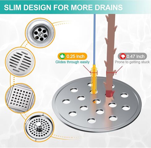 EastLink 50 Inch Extra-Long Drain Snake 3 Pack, Reusable Sink Snake with Easy-Rinse Barbed Tip, Anti-Break Flexible Steel Drain Clog Remover with Nylon Layer, Ideal for Bathroom, Shower and Bathtub in Kuwait