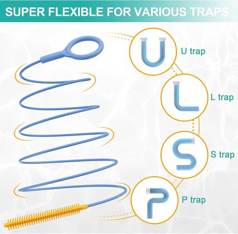 EastLink 50 Inch Extra-Long Drain Snake 3 Pack, Reusable Sink Snake with Easy-Rinse Barbed Tip, Anti-Break Flexible Steel Drain Clog Remover with Nylon Layer, Ideal for Bathroom, Shower and Bathtub in Kuwait