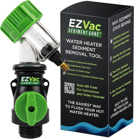 EZVac Sediment Gone™ Water Heater Sediment Removal Tool – Flushes, Cleans & Breaks Up Sediment Clogs in Electric or Gas Water Heaters – Easy DIY Water Heater Cleaning Tool in Saudi Arabia