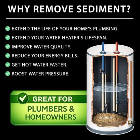 EZVac Sediment Gone™ Water Heater Sediment Removal Tool – Flushes, Cleans & Breaks Up Sediment Clogs in Electric or Gas Water Heaters – Easy DIY Water Heater Cleaning Tool in Saudi Arabia