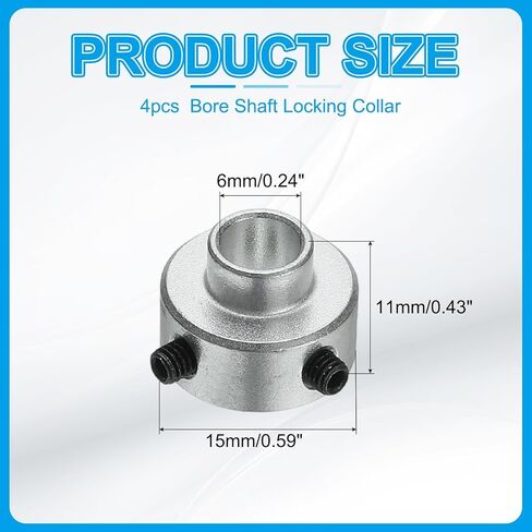 MECCANIXITY 4pcs Aluminium Alloy Shaft Collar, 1/4" ID 9/16" OD 7/16" Thickness Bore Shaft Locking Collars for Gearbox Assemblies, Machine Tools, Industrial Use in Kuwait