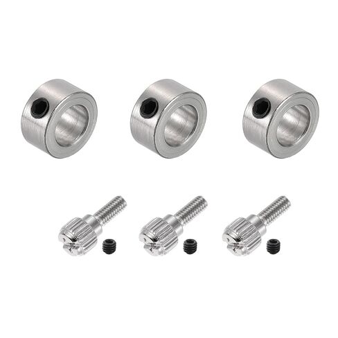 PATIKIL 6pcs Set Screw Collars 8.05mm Bore Shaft Collars, 14mm OD, 7mm Height with 6pcs M4 Hand Screws, Landing Gear Stopper Wheel Collar, Silver in Kuwait