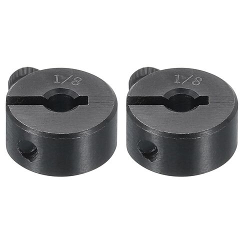 uxcell 2pcs Single Split Shaft Collar 1/8" Bore One-Piece Clamping Collar, 1/2" OD, 1/4" Thickness, Black Oxide Steel Set Screw Lock Collar Clamp in Kuwait